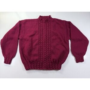 Vintage South Wool Hand Cable Knit Sweater Large Crewneck Virgin Wool Retro